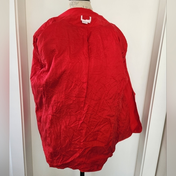 80s Red Silk Blazer Jacket - Picture 5 of 12